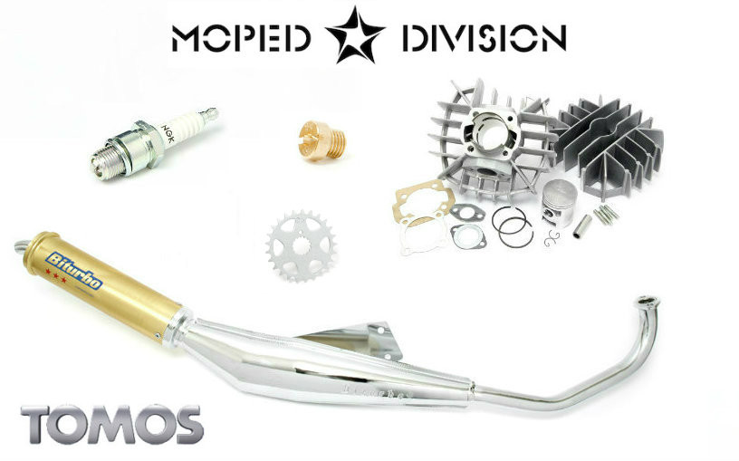 Tomos A55 Speed Package Airsal 70cc Cylinder Kit & Biturbo Exhaust