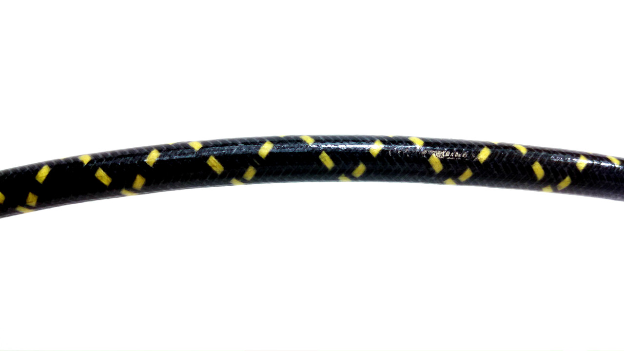 Cotton Braided Spark Plug Wire, Black with Yellow Tracers *by the foot*