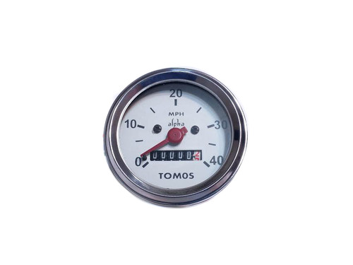 Tomos Original 40mph White Face Speedometer - Moped Division
