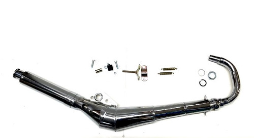 Motobecane Performance Racing Exhaust Pipe - Chrome - Moped Division