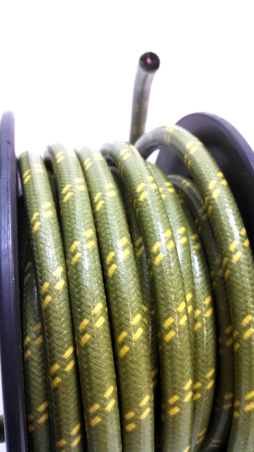 Cotton Braided Spark Plug Wire, Green with Double Yellow Tracers *by the foot*