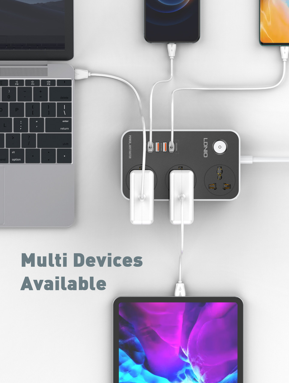 Multiprise Moxom 4 Ports(Eu-Us-Uk) Ac Et 6 Ports Usb 3.4A - Cable