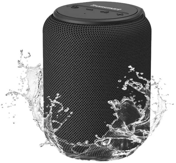 Tronsmart Element T6 Mini Bluetooth Speaker Black 15W ترونسمارت سماعه اسبيكر بلوتوث بقوه 15 وات ضد المياه بمدخل ميموري كارد مع مايكروفون وشحن تايب سى