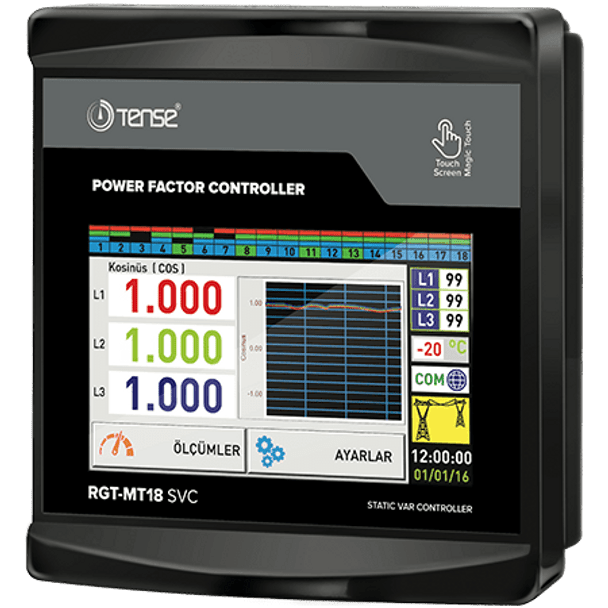 18 Level, SVC Compatible Three-Phase Power Factor Controller with Touch Screen منظم تحكم 18 خطوة بشاشة لمس