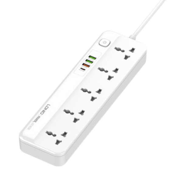 Ldnio Universal Power Strip مشترك كهربائى ثلاثى 5 مخارج مزود بمخارج USB