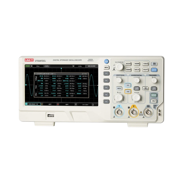 Uni-T Digital Storage Oscilloscope - 2 Channels 500MS/s 64kpts 70MHz 7” Colour TFT LCD Display جهاز راسم الذبذبات للتخزين