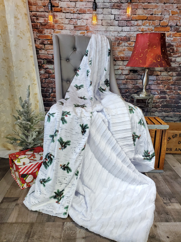 A 40"x60" WINTER BIRCH Blanket, w/SABLE White back. *DEAL