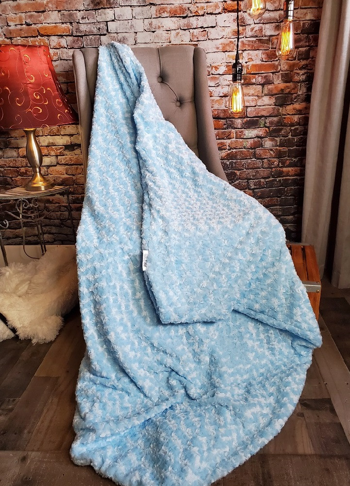A 60"x60" Baby Blue Roses Blanket, w/DIVINE upgrades *DEAL