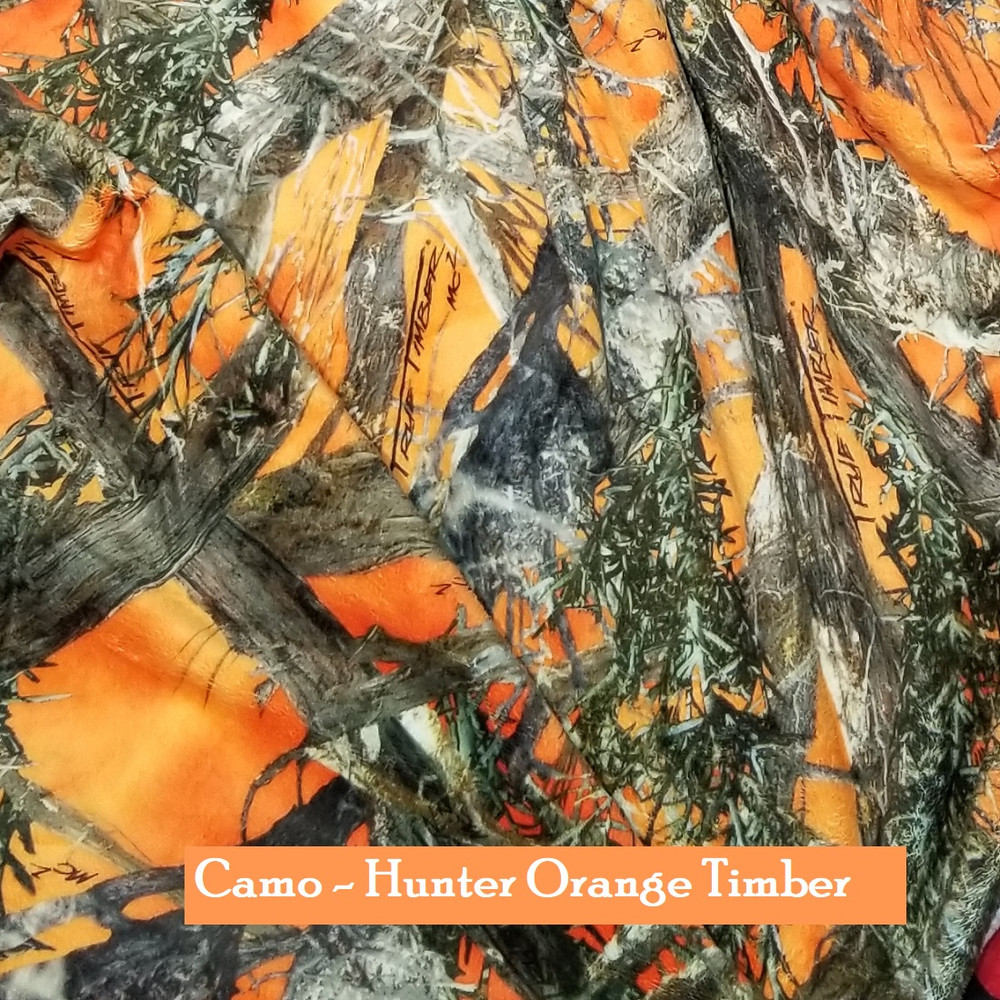 A 28"x28" CAMOUFLAGE Blanket, color is Orange Timber. w/the "GATOR" Minky back. *DEAL