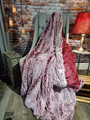 This is an example of a finished Black Cherry w/Frosted White SHAG Blanket,  without the DIVINE Fabric upgrade. It is a light weight coordinating Minky fabric in Merlot.