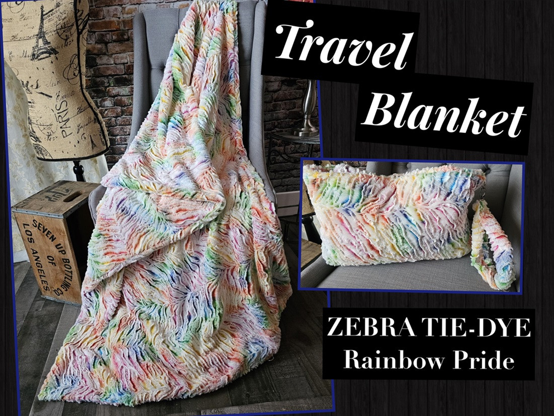 Rainbow Zebra Travel Blanket