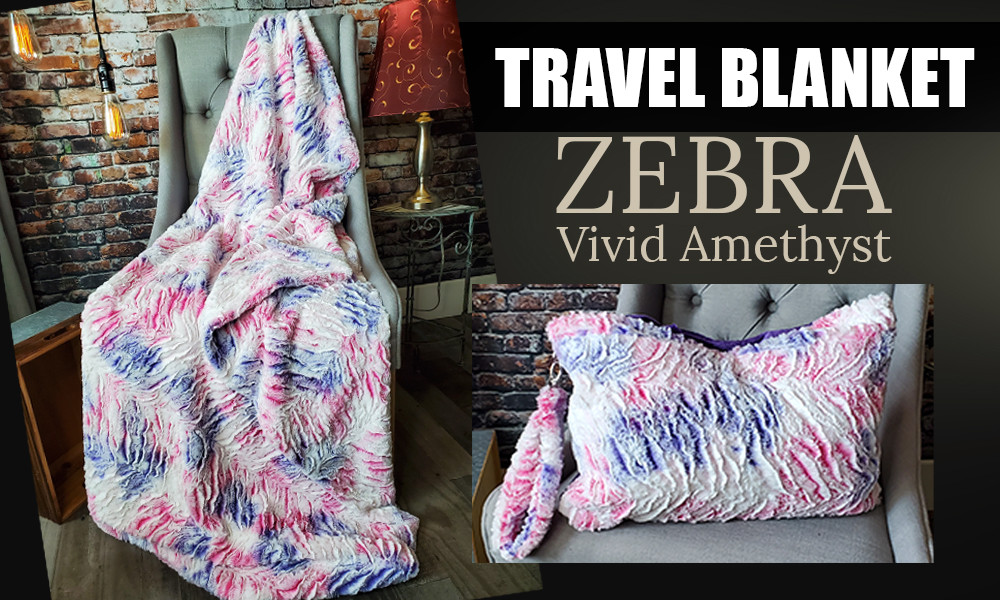Purple Zebra Travel Blanket