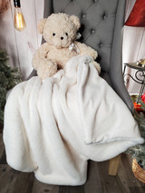 A 30"x40" BUNNY Blanket, color is Antique White. w/solid color Minky Fabric back.  *DEAL