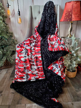 A 60"x67" CAMOUFLAGE Blanket, color is Red & Black. w/the "GATOR" Minky back. *DEAL