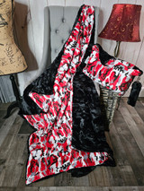 A Red, Black, & White CAMOUFLAGE Travel Blanket. (44"x60")
