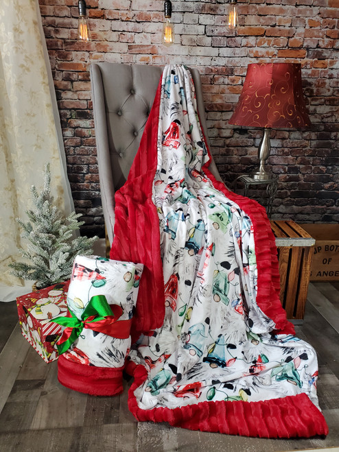 A 60"x60"HOLIDAY GNOMES Throw Blanket, w/Christmas Red SABLE. *DEAL