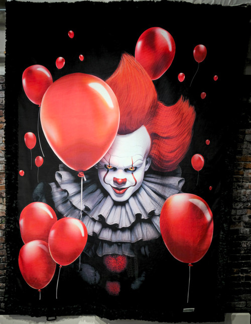 LIMITED EDITION! A SPOOKY WISE CLOWN X-Large Blanket, w/Self-binding Edges. (57"x75")G