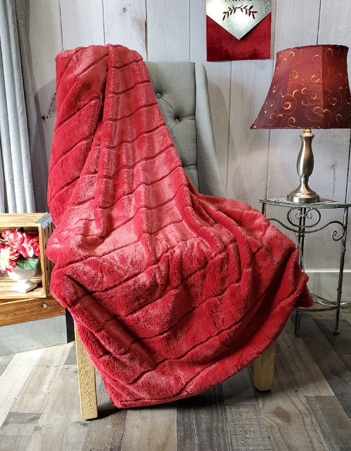A 55"x65" Plush Ruby Red Minky Blanket, w/DIVINE Quilting Stitch *DEAL