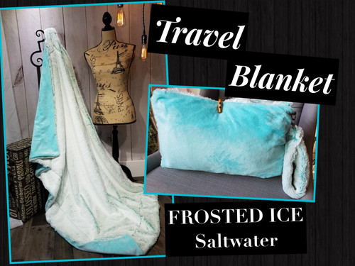 A Saltwater Blue/Green FROSTED ICE Travel Blanket. (40"x60")