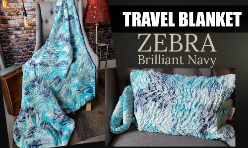 Navy Zebra Travel Blanket
