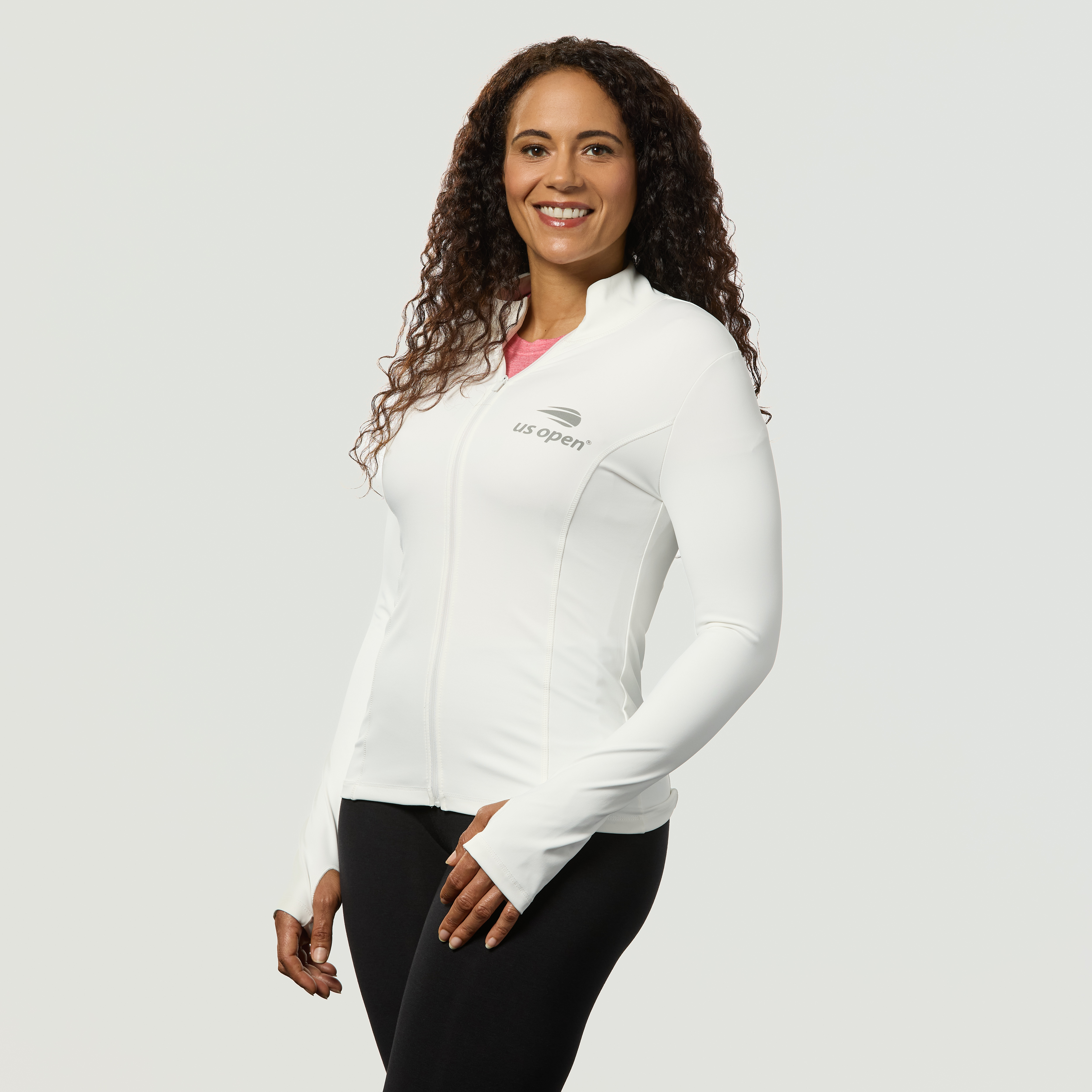 US Open Women's Performance Full Zip - White- Front