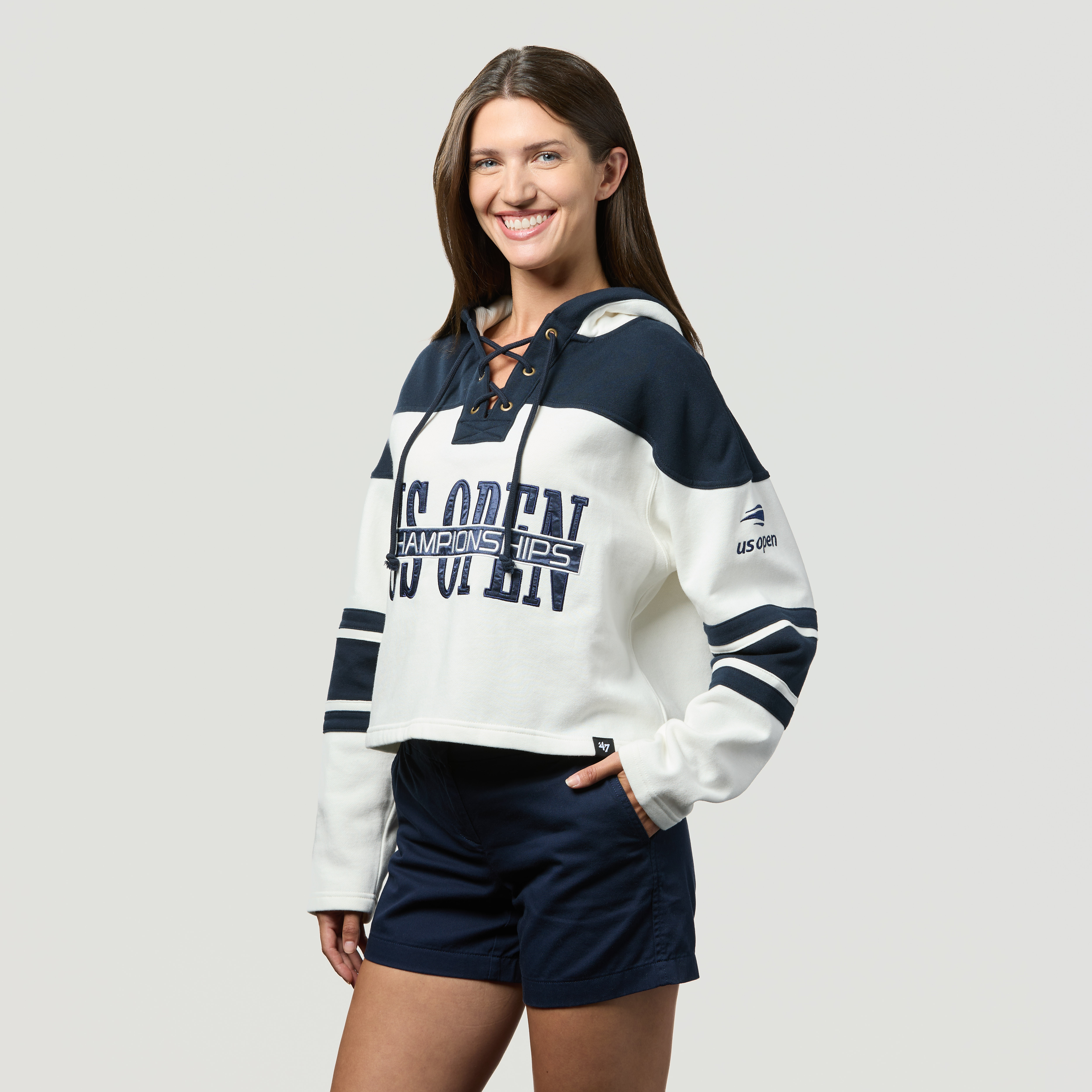 US Open Collection Women's Cut Thru Cropped Superior Lacer Hoodie
