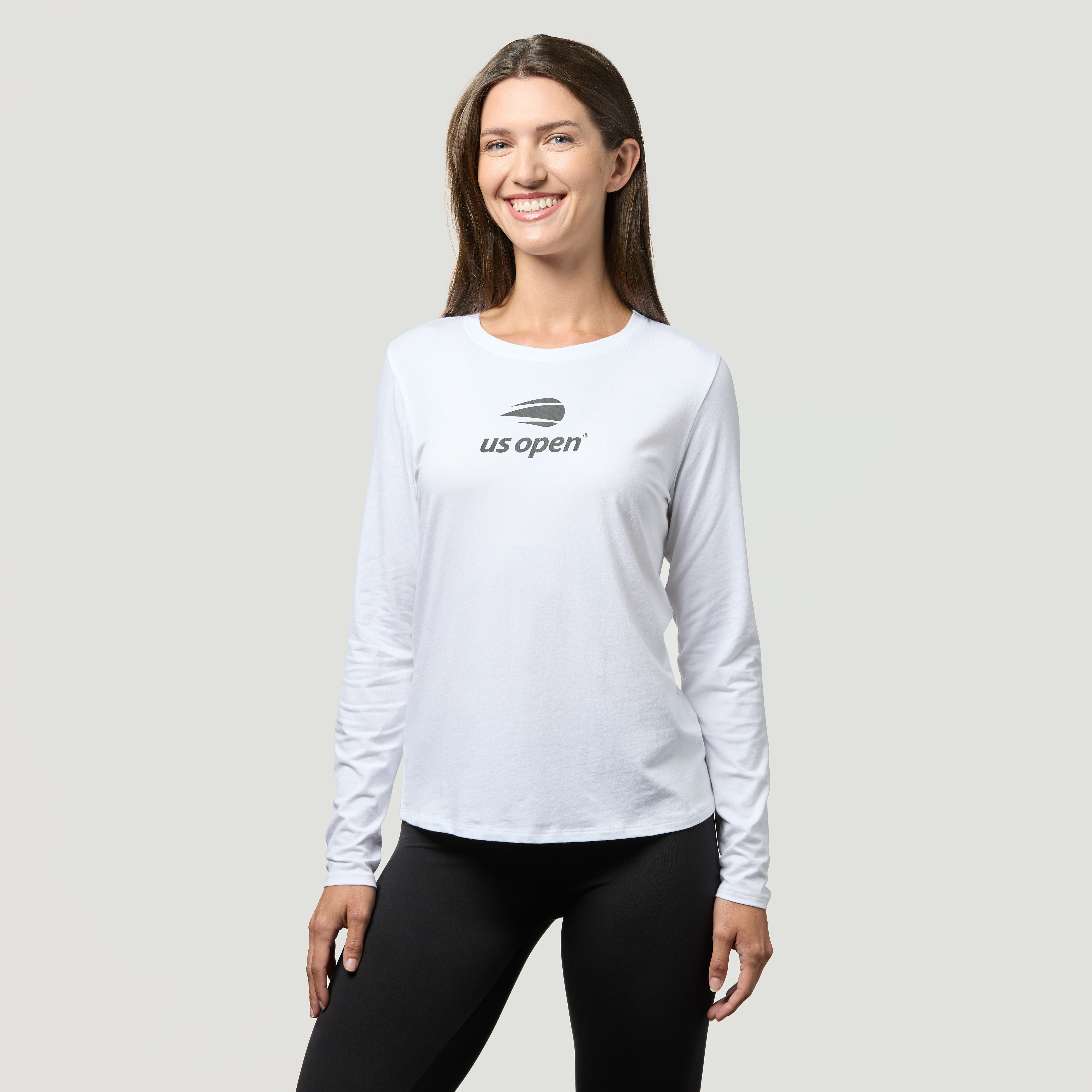 US Open Collection Women's All Day Screeenprint L/S Tee- White