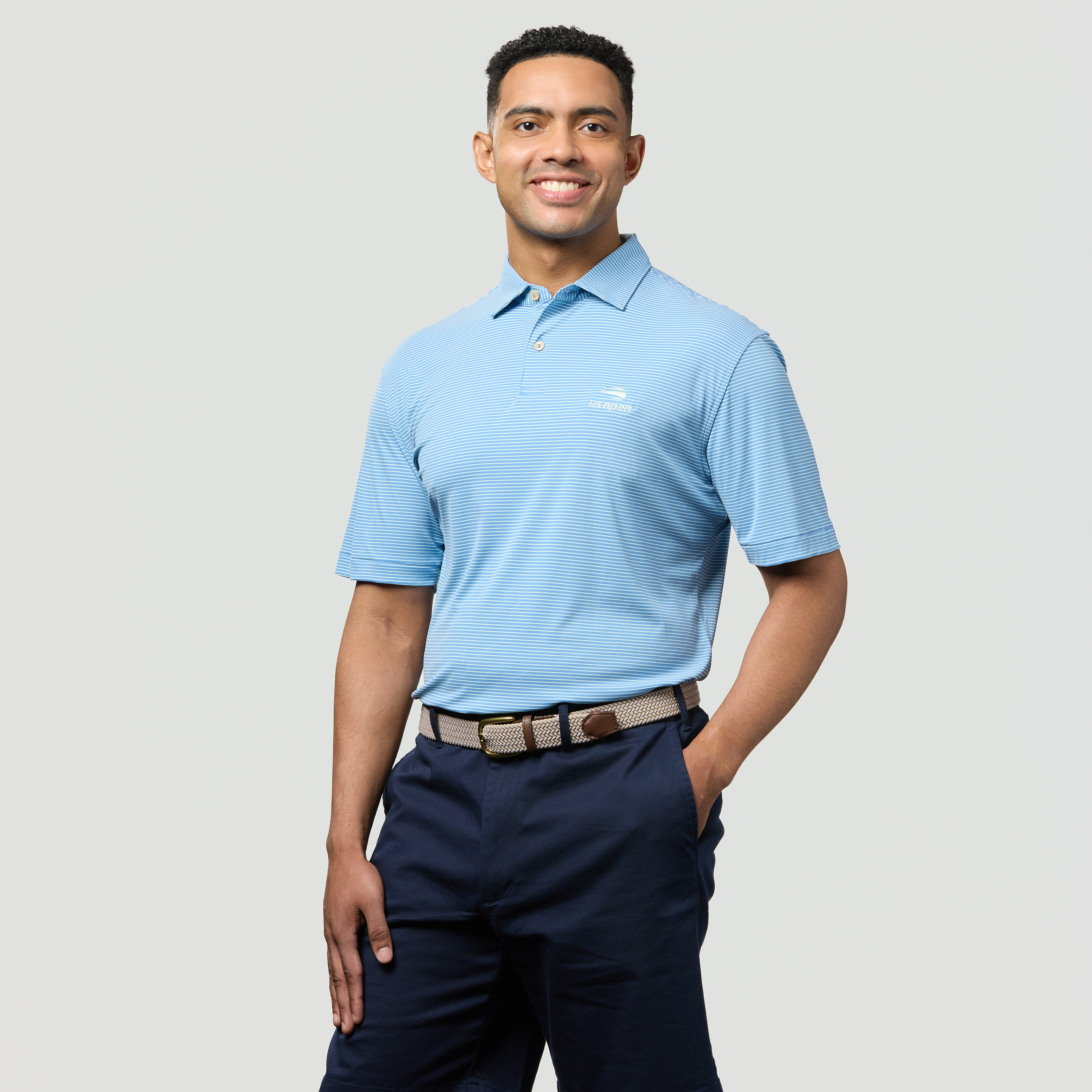 US Open Men's Peter Millar Polo w/ Park Stripe - Blue