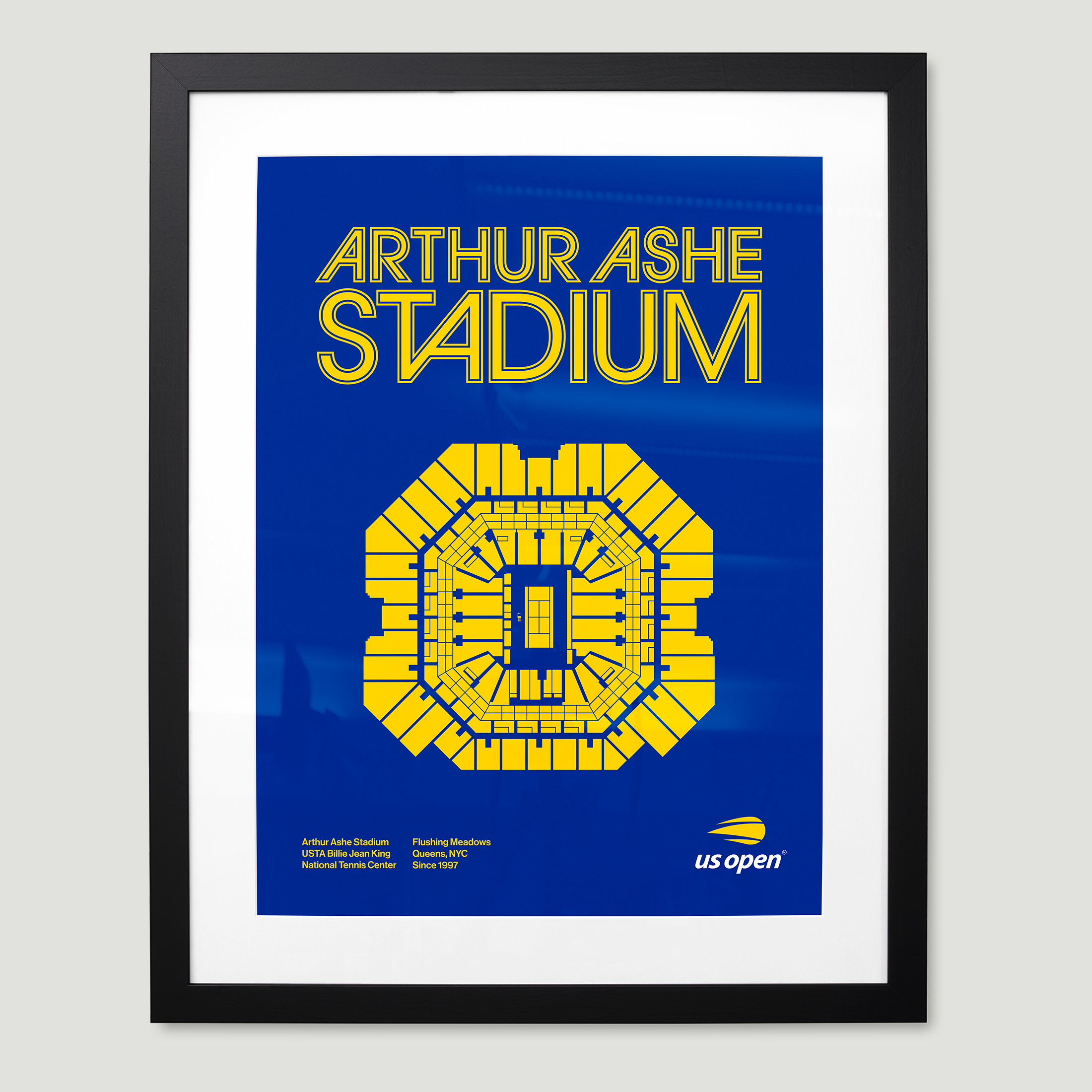 US Open Honored Press Framed Arthur Ashe Stadium - Royal-Yellow
