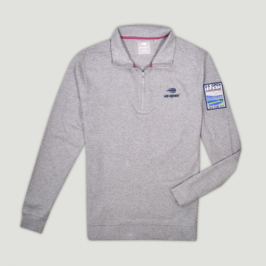 US Open Collection Men's 1/4 Zip Sleeve Patch - Grey