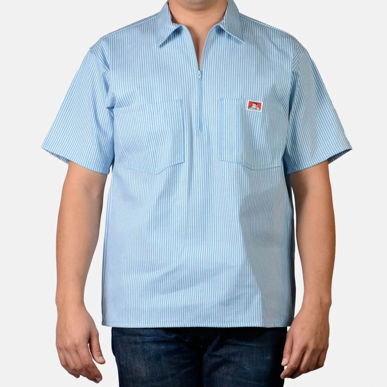 Ben Davis Short Sleeve Striped 1/2 Zip Shirt