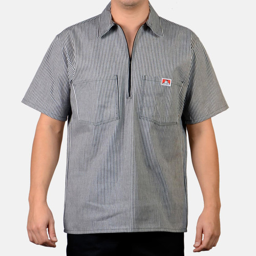 Ben Davis Short Sleeve Striped 1/2 Zip Shirt