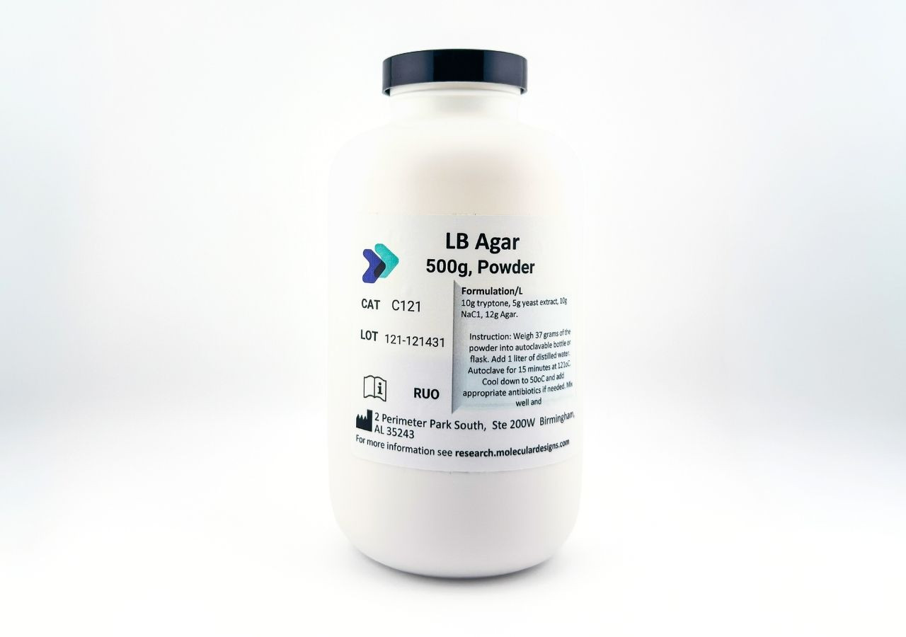 LB Agar Powder 500g | Luria-Bertani Solid Medium for Bacterial Plating