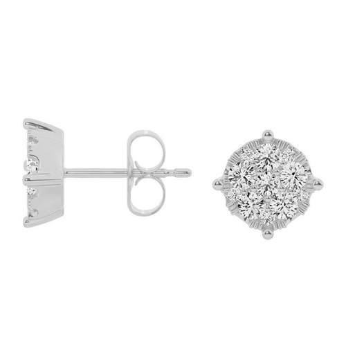 Unique Moments 1 Carat Lab Grown Round Cluster Diamond Stud Earrings for Women 14K White Gold Unique Moments 1 Carat Lab Grown Round Cluster Diamond Stud Earrings for Women 14K White Gold