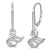 925 Sterling Silver White Clear CZ Swan Bird Drop Dangle Earrings, 1.15"