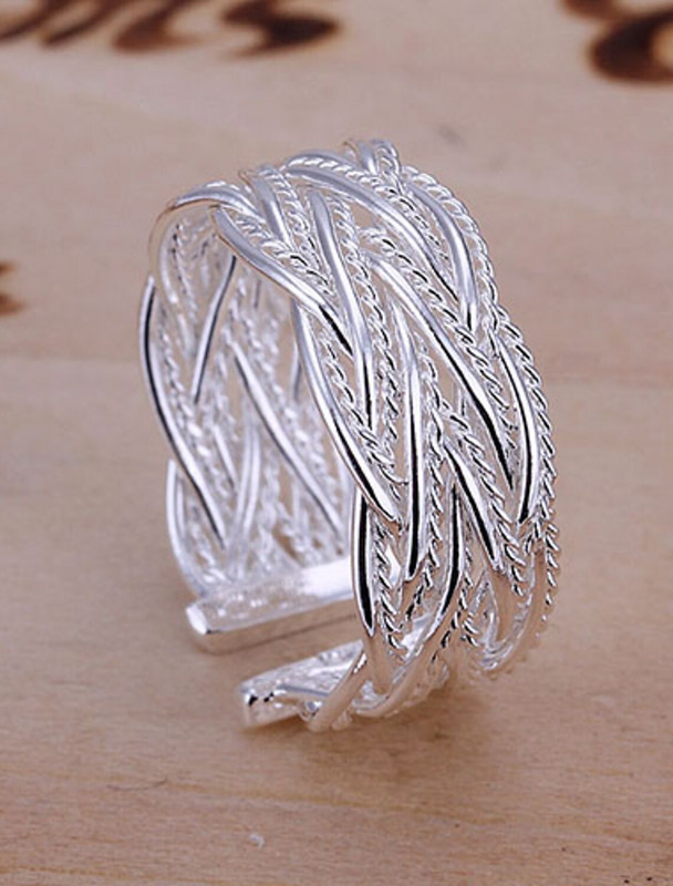 Band Ring Silver Alloy Ladies Unusual Unique Design One Size