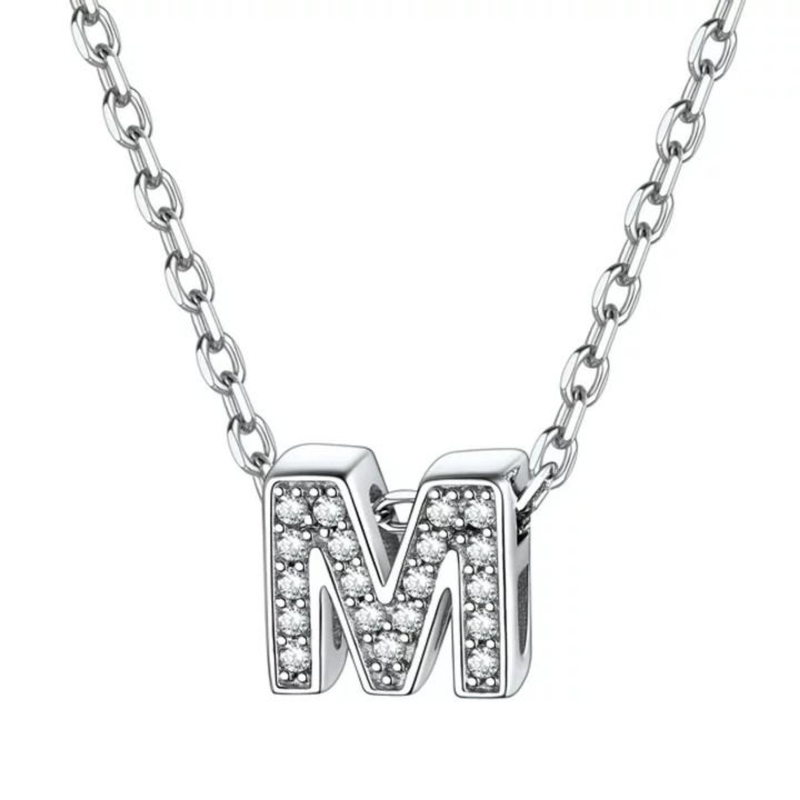 ChicSilver's Sterling Silver Initial Necklace: Personalized with Letter M Pendant