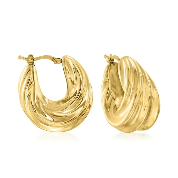 Ross-Simons Italian 18kt Gold Over Sterling Ribbed Twist Hoop Earrings, Women's, Adult