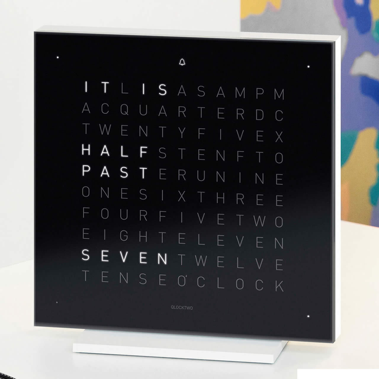 QLOCKTWO TOUCH Modern Acrylic Table Clock | Red, Green, Blue, White