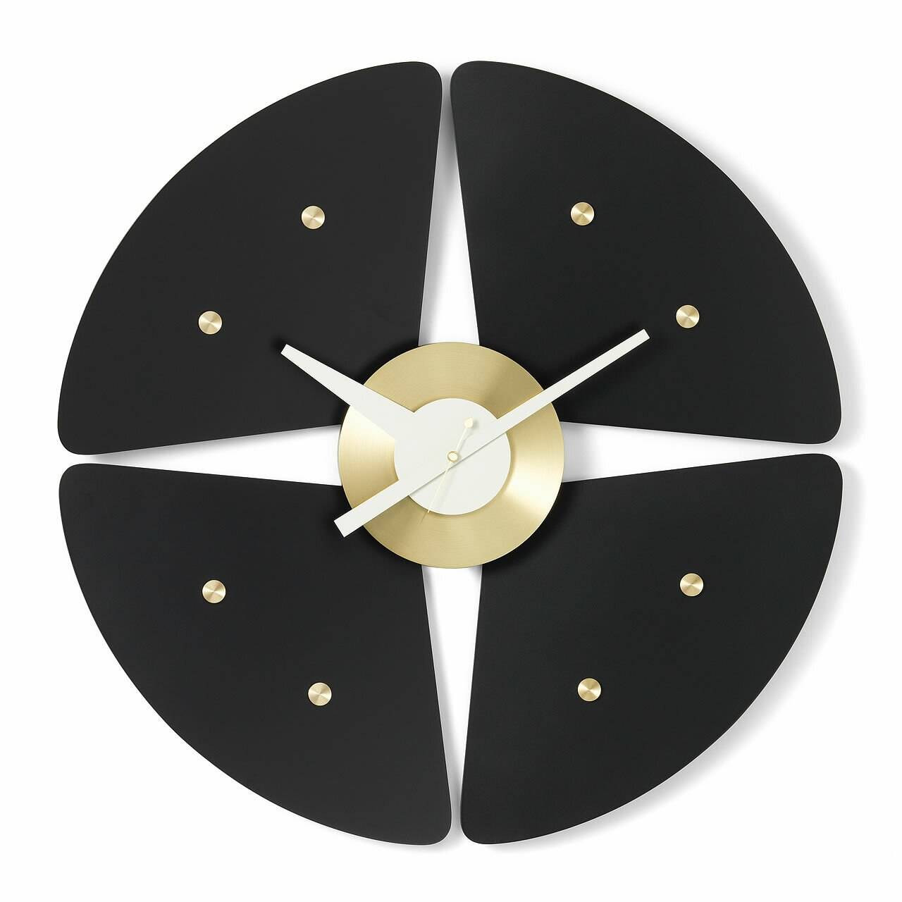 George Nelson Petal Clock by Vitra | Black, Brass Modern Wall Clock