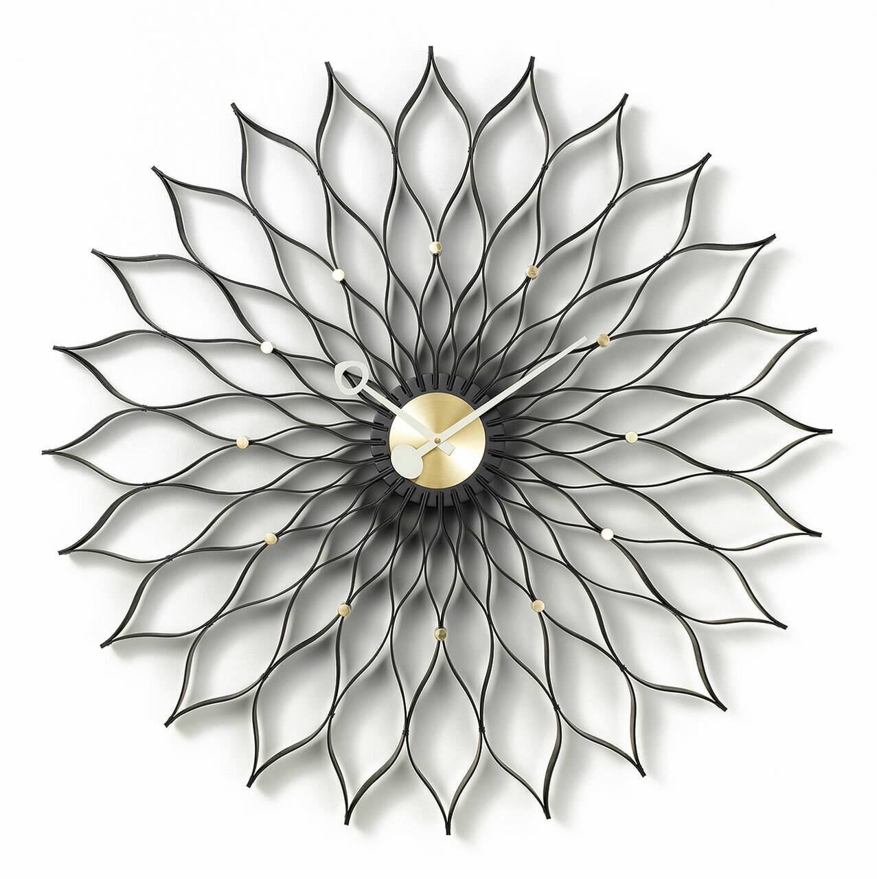 Nelson Sunflower Wall Clock Vitra Birch, Ash/Brass