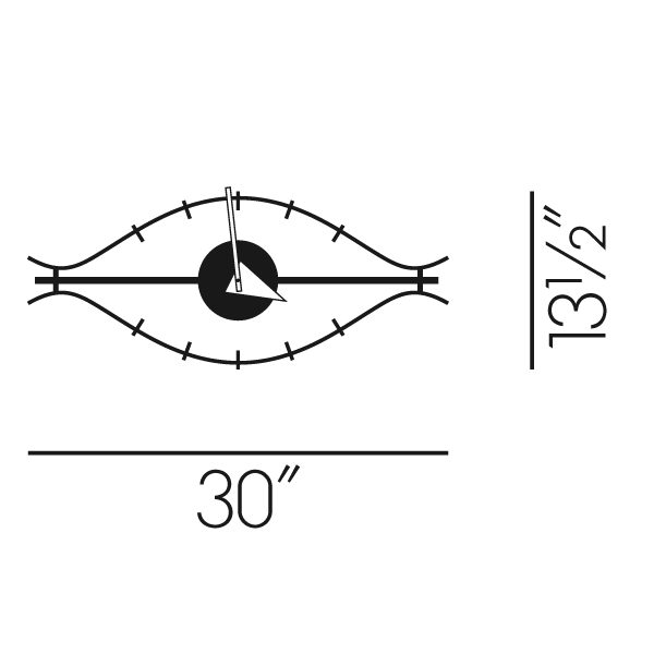 Nelson Eye Clock by Vitra Brass, Walnut Modern Wall Clock