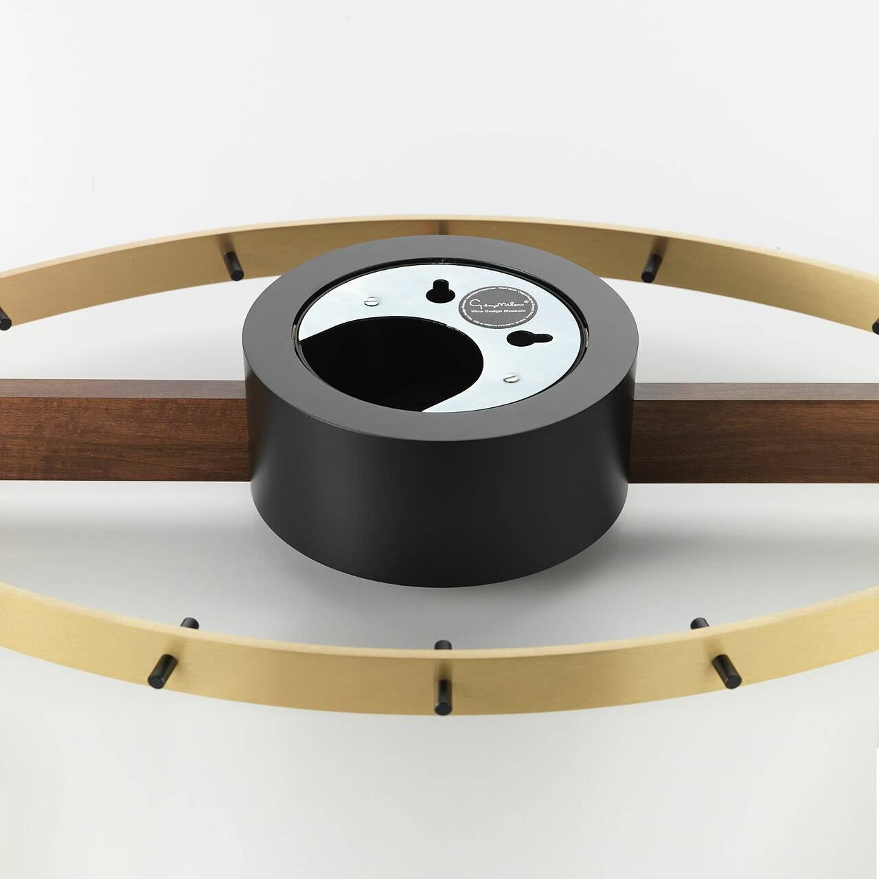 Nelson Eye Clock by Vitra Brass, Walnut Modern Wall Clock