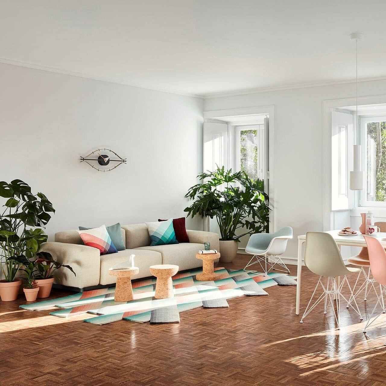 Nelson Eye Clock by Vitra Brass, Walnut Modern Wall Clock