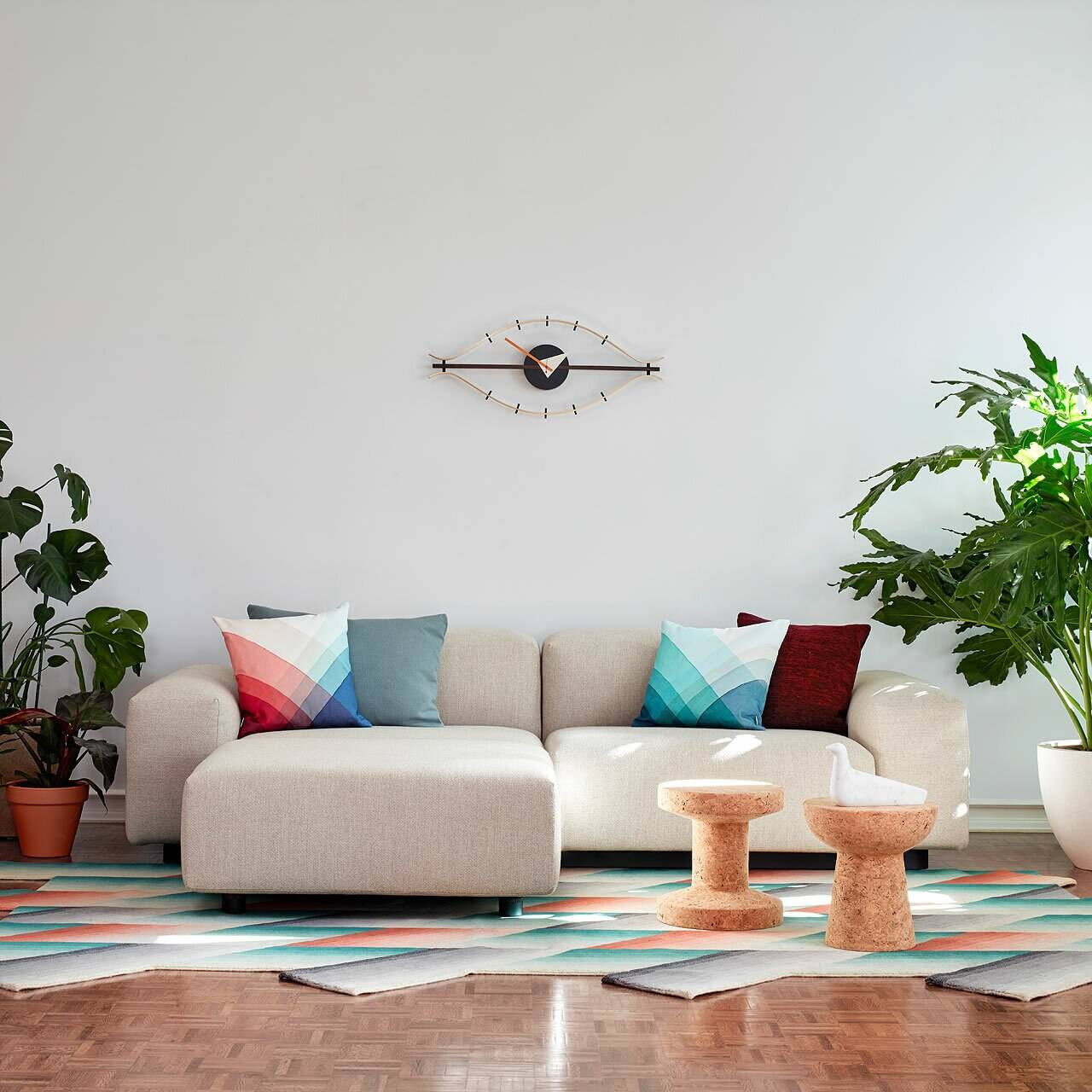 Nelson Eye Clock by Vitra Brass, Walnut Modern Wall Clock