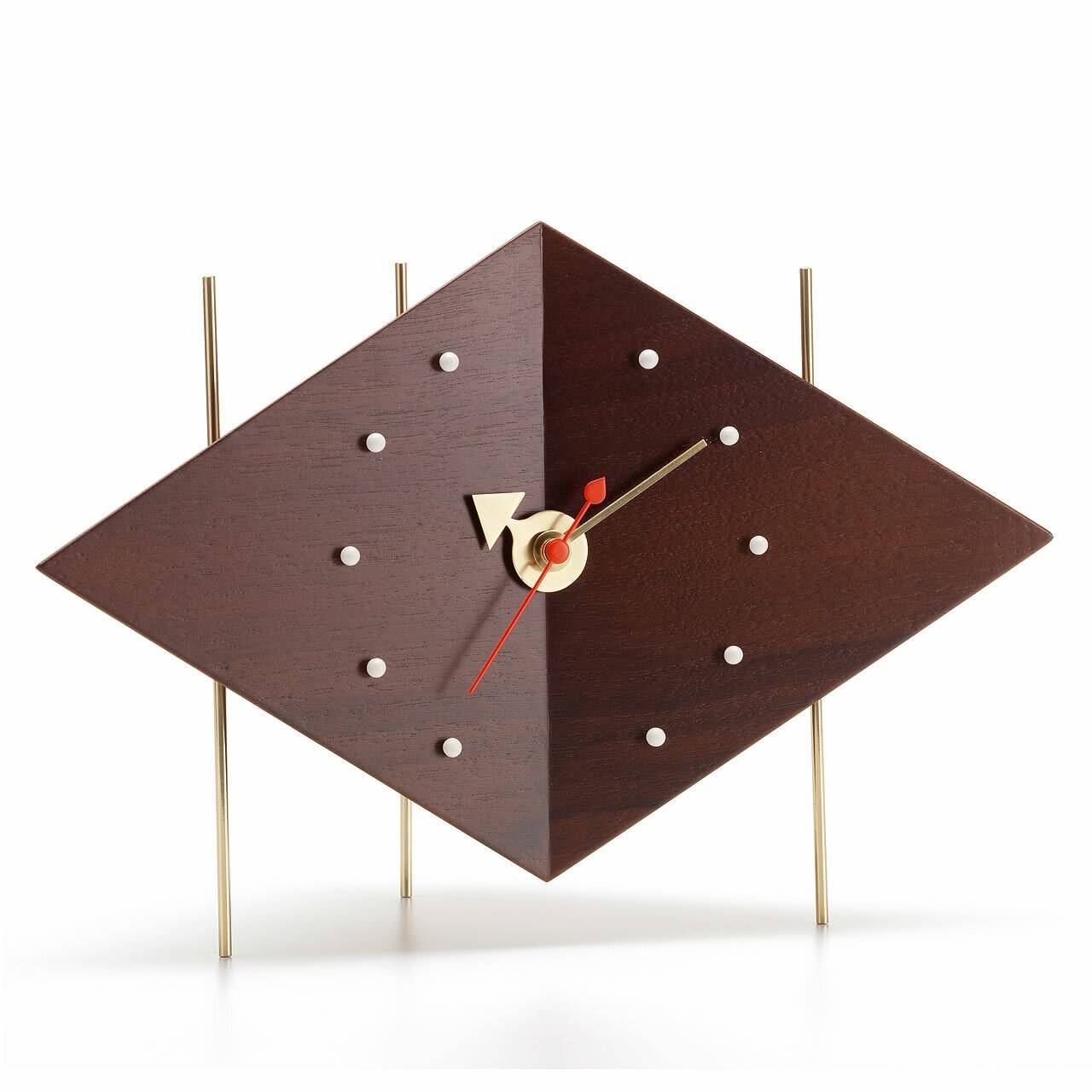 George Nelson Diamond Walnut Clock | Desk Clock by Vitra