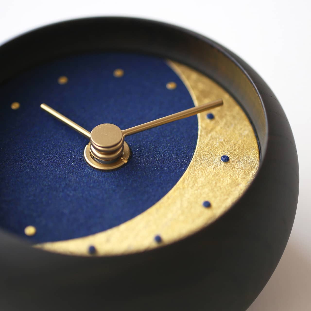 時計 monkichi C-Brain Hanamokko Moon Platinum/Gold, Azurite Table Clock