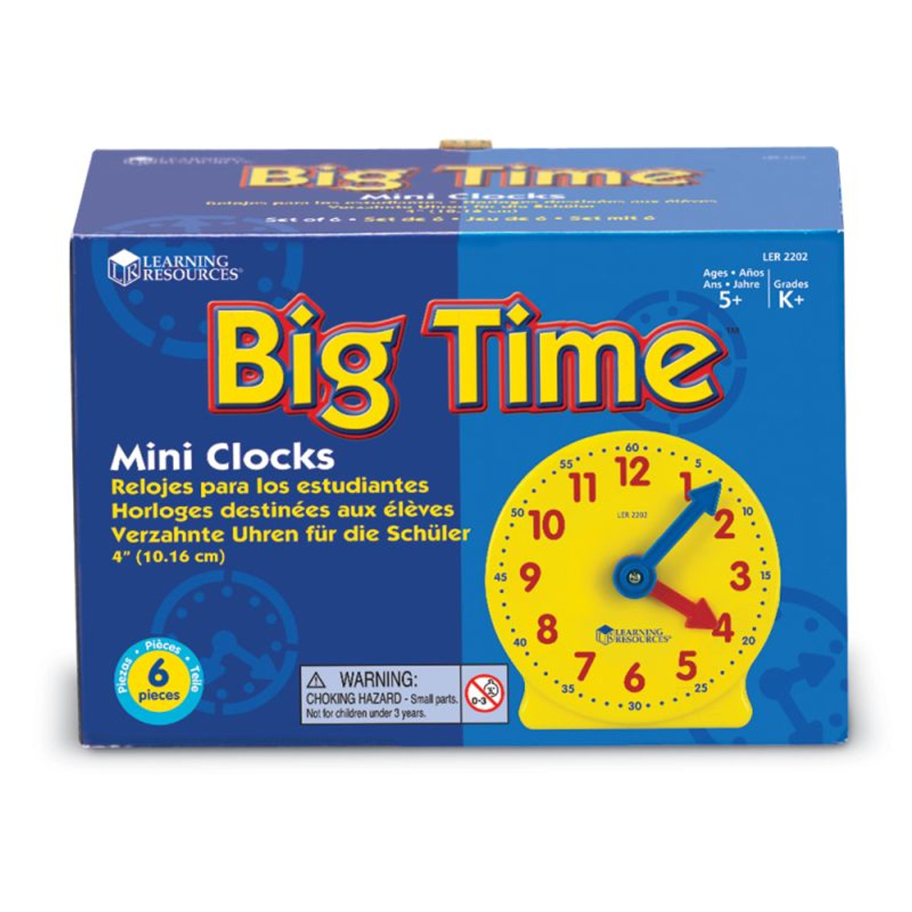 Learning Resources Big Time Geared Mini-Clocks (Set of 6