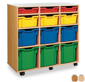 Monarch 12 Combination Tray Mobile Unit (Vertical) with Trays (3 columns of 4) in Beech or Maple Monarch 12 Combination Tray Mobile Unit (Vertical) with Trays (3 columns of 4) in Beech or Maple