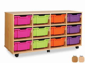 Gratnells Combination Tray Storage Unit with 12 Deep or 24 Shallow Trays or a combination Beech Gratnells Combination Tray Storage Unit with 12 Deep or 24 Shallow Trays or a combination Beech